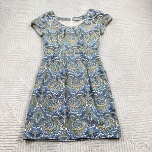 J.Crew Dress 4 VTG Paisley Cotton Silk Blend Sheath 72116 Mod Retro Colorful Y2K